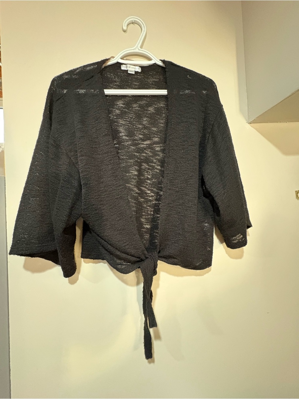 Warehouse Black Tie-Front Open Cardigan